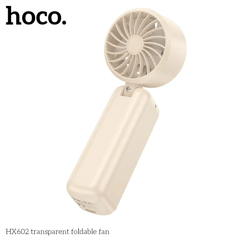 พัดลมพกพา HOCO HX602 ปรับแรงลม 100 ระดับ พับได้ 90&deg; แบตเตอรี่ 6.5 ชม. ความเร็วมอเตอร์ 8000RPM